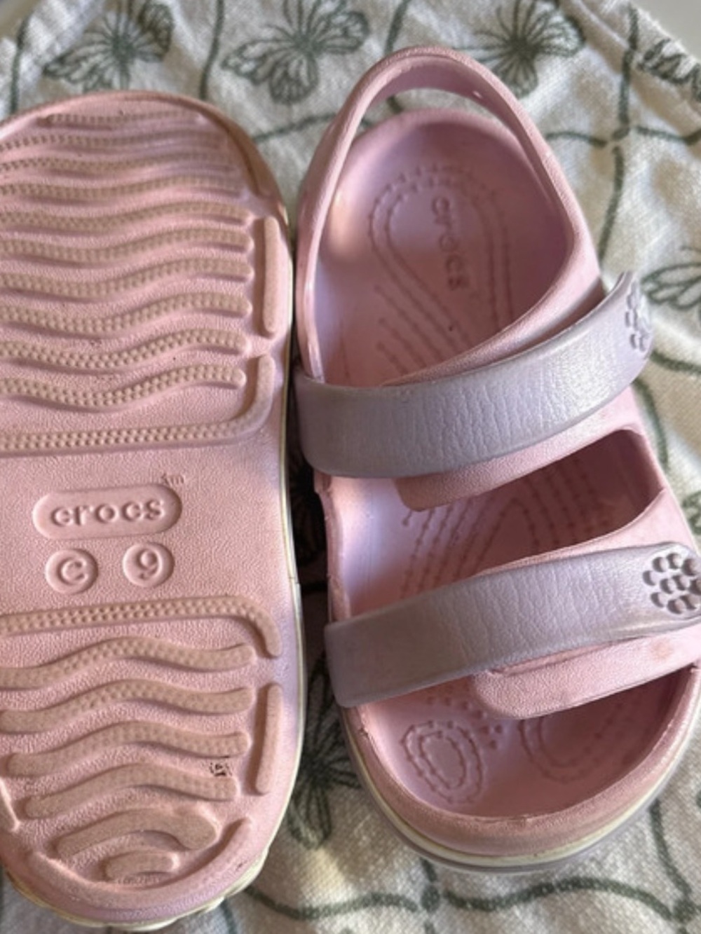 CROCS Kids Light Pink Two-Strap Sandals